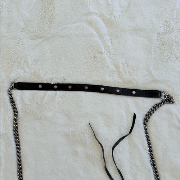 REBECCA MINKOFF Mac Daddy Crossbody Bag Grey Taupe Leather Chain Strap - Picture 7 of 14